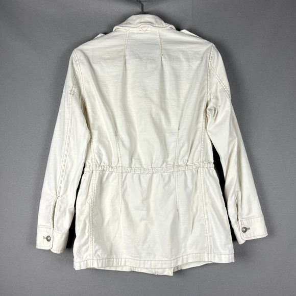 Free People Military Cargo Jacket Womens Small White Full Zip Utility Surplus - Picture 14 of 16
